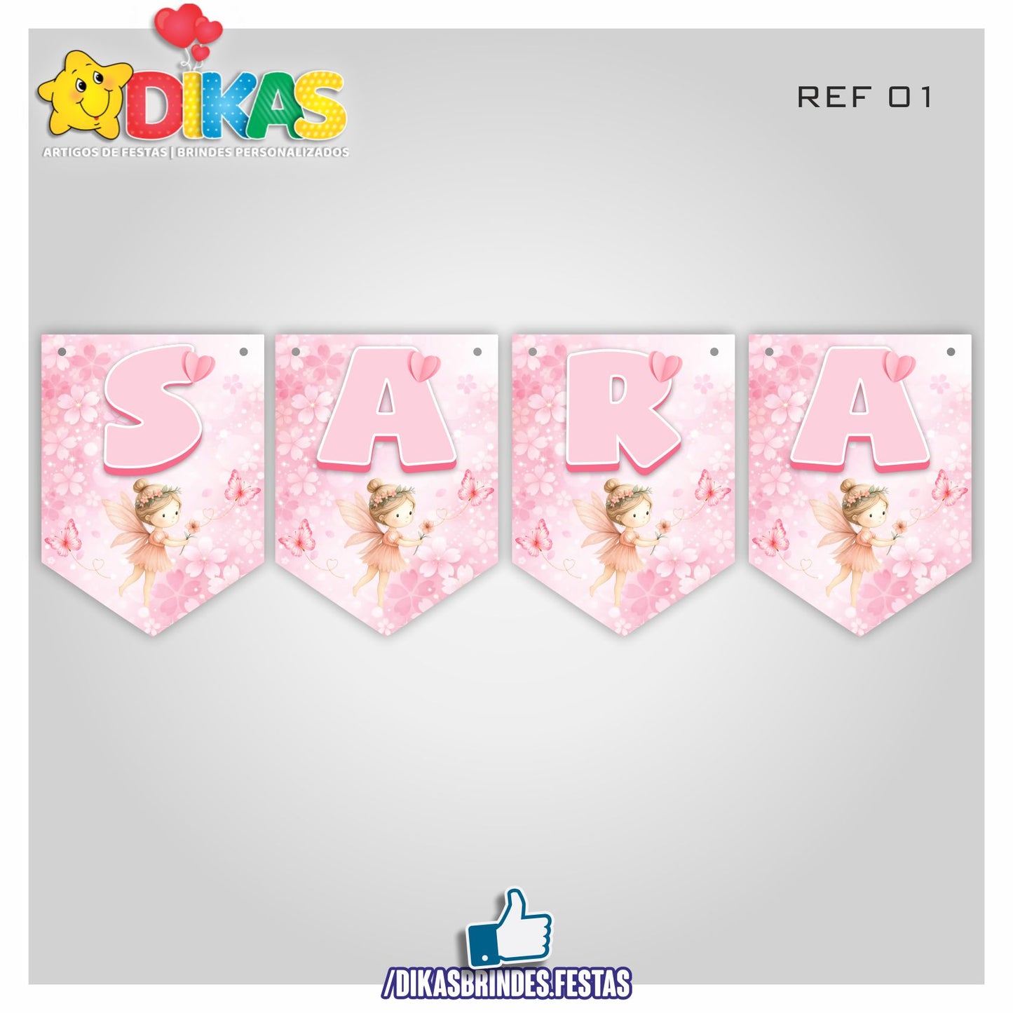 BANDEIROLA PERSONALIZADA - BORBOLETA / JARDIM ENCANTADO