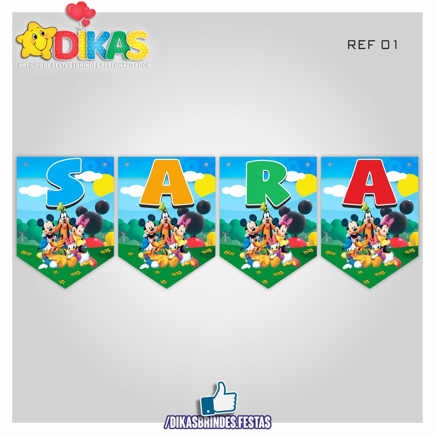 BANDEIROLA PERSONALIZADA - MICKEY E OS AMIGOS