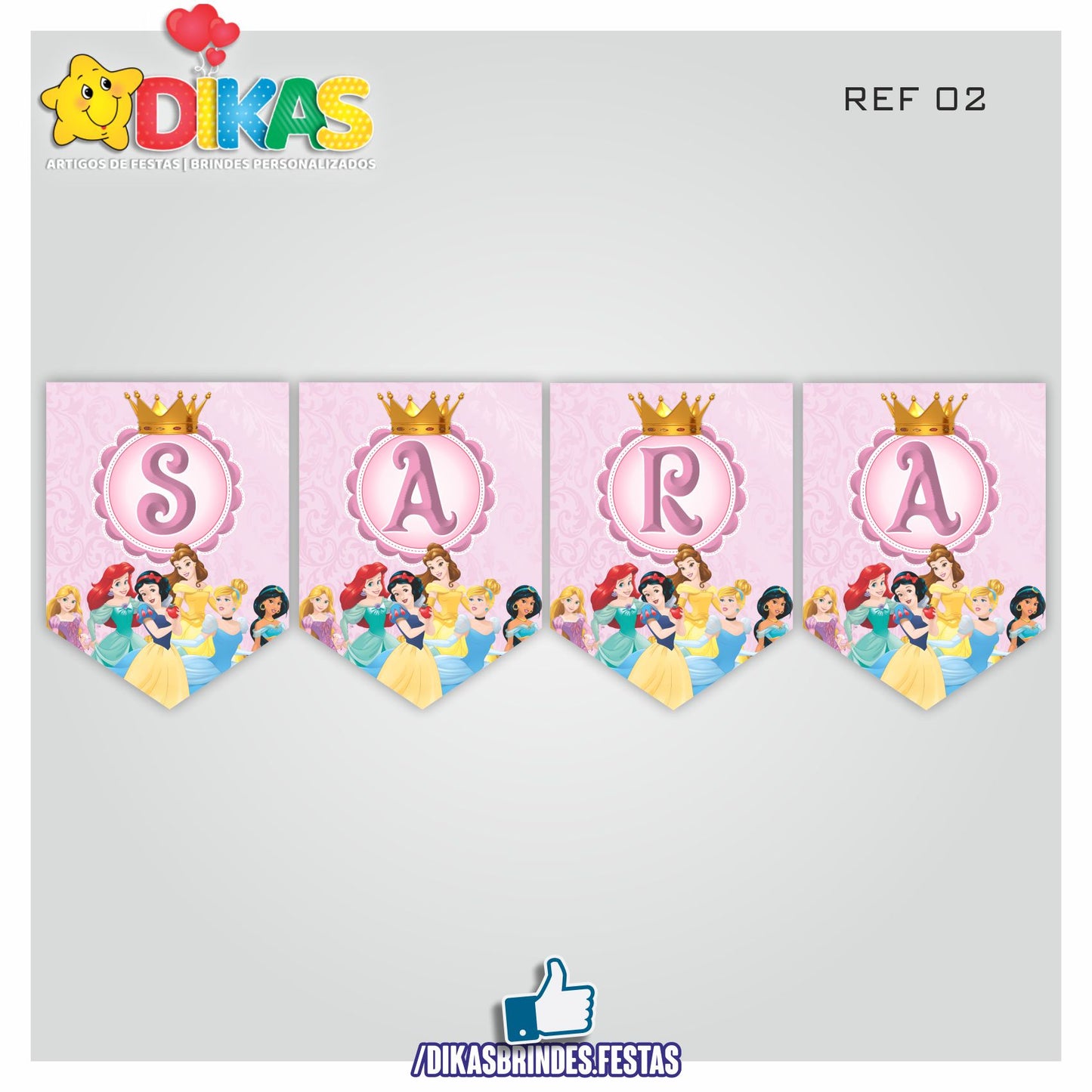 BANDEIROLA PERSONALIZADA - PRINCESAS DISNEY