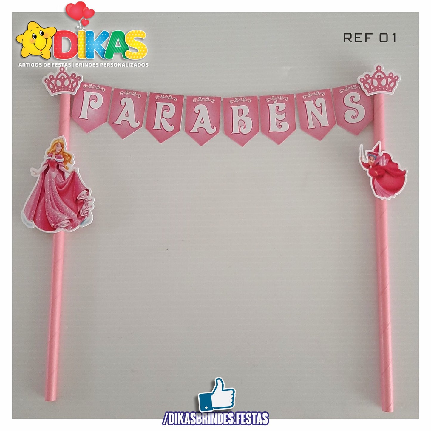 BANDEIRINHA DECORATIVA PARA BOLO - PRINCESA AURORA