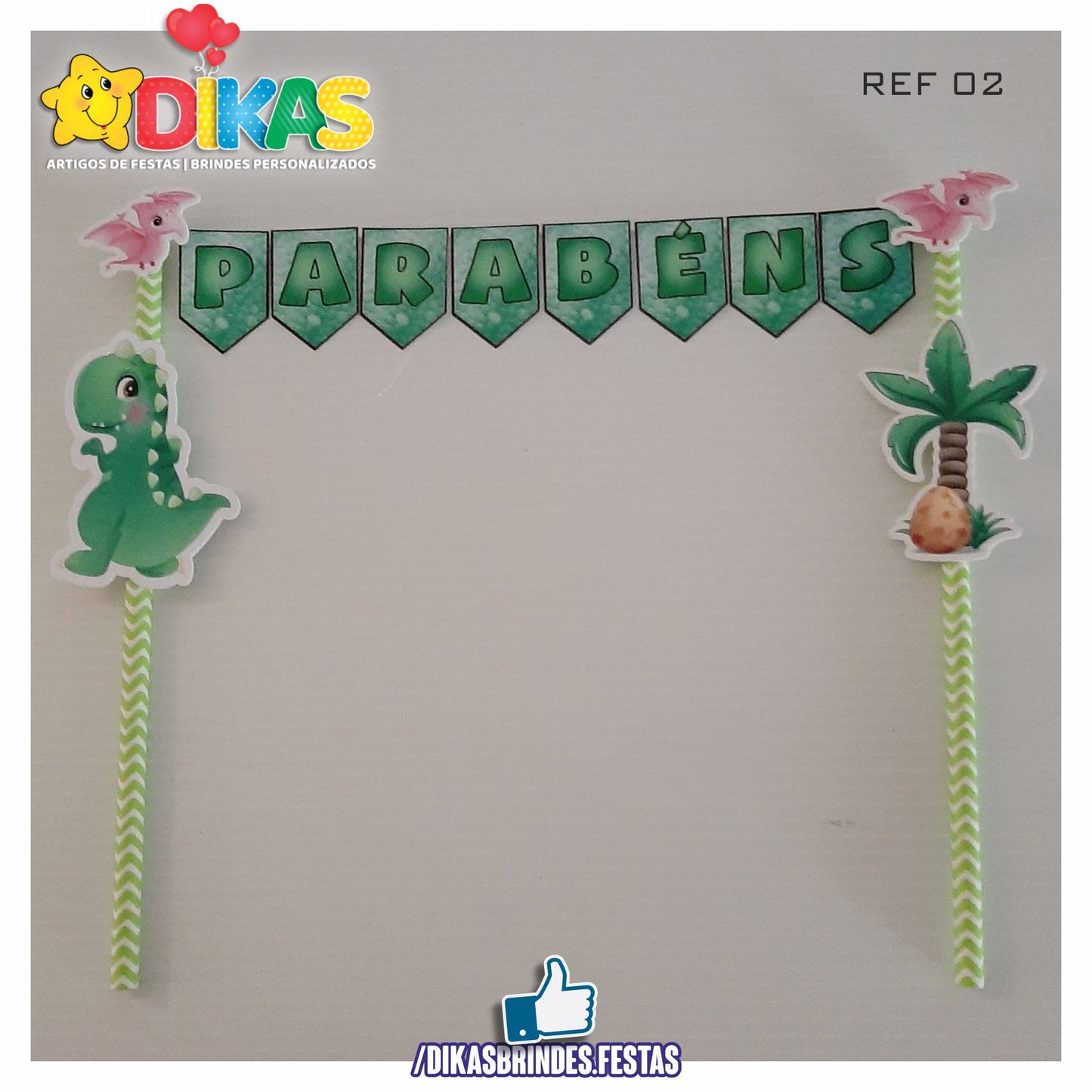 BANDEIRINHA DECORATIVA PARA BOLO - DINOSSAUROS