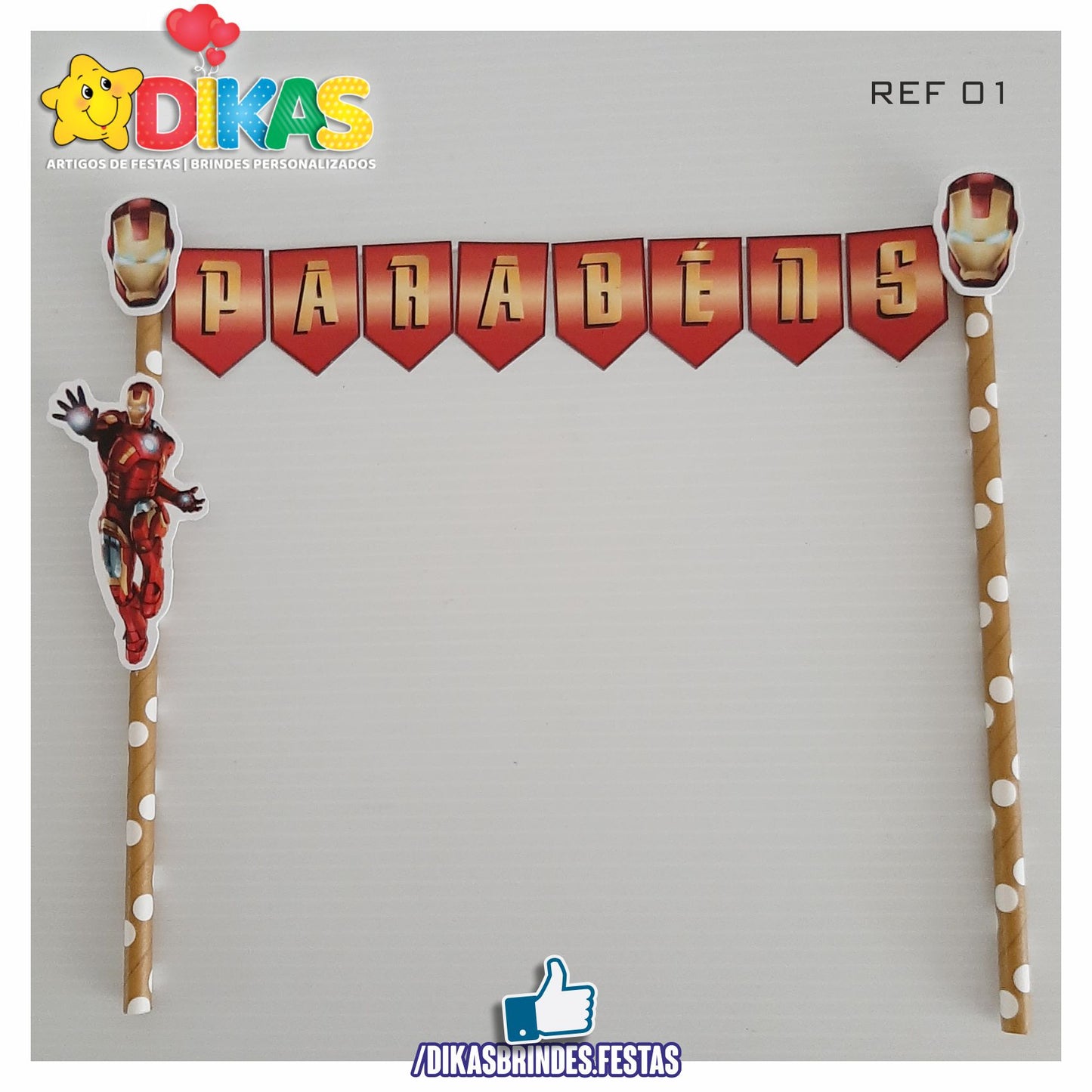 BANDEIRINHA DECORATIVA PARA BOLO - IRON MAN