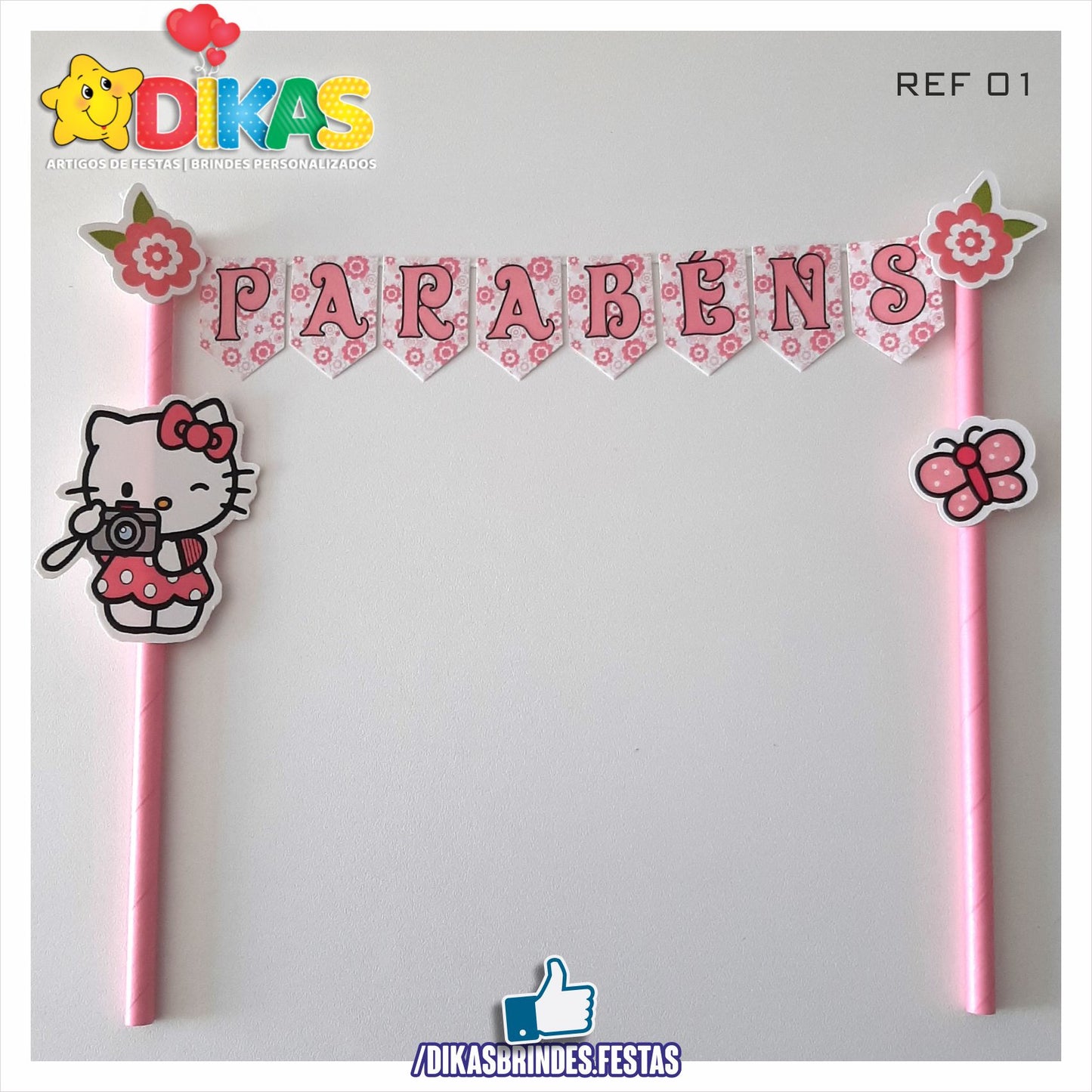 BANDEIRINHA DECORATIVA PARA BOLO - HELLO KITTY