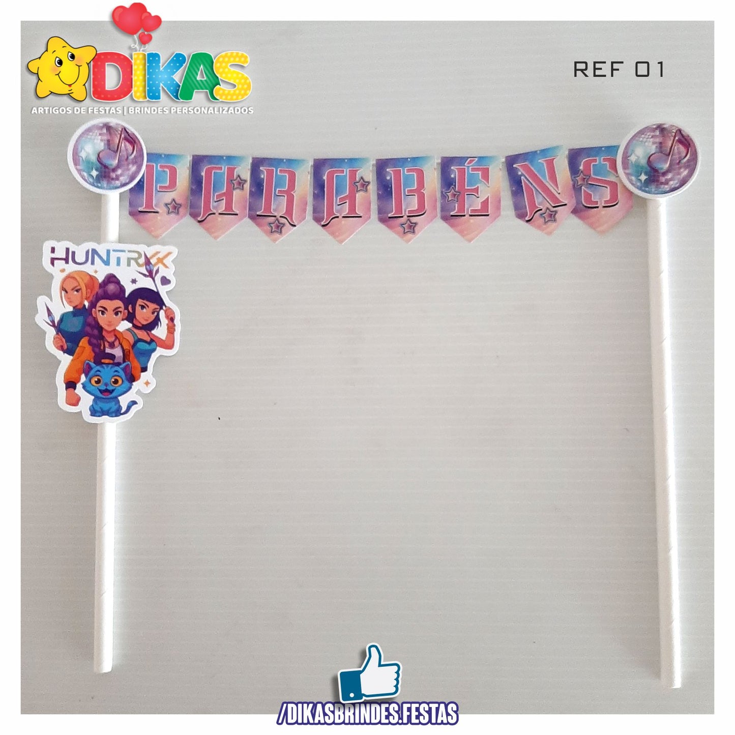 BANDEIRINHA DECORATIVA PARA BOLO - GUERREIRAS DO K-POP