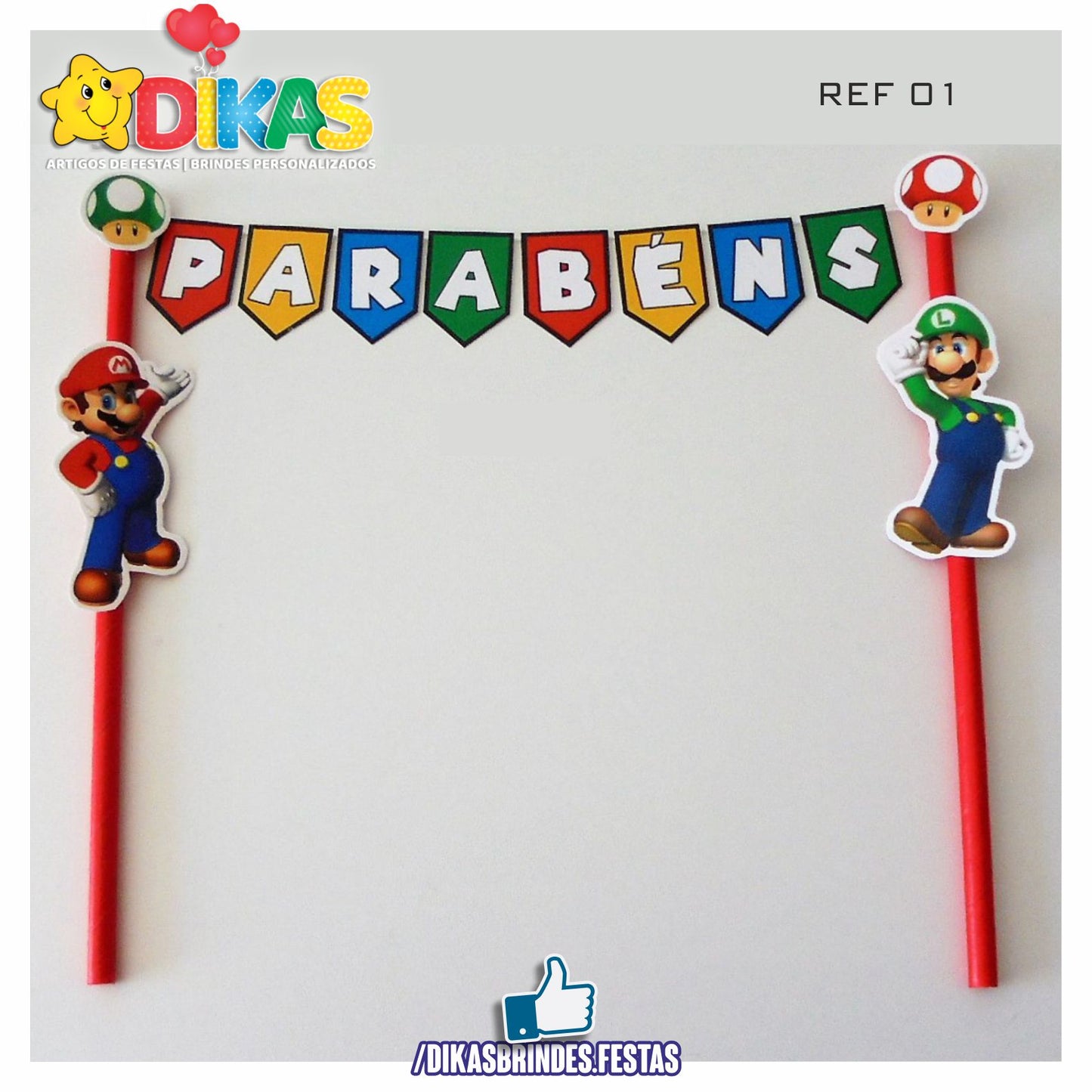 BANDEIRINHA DECORATIVA PARA BOLO - MARIO BROS