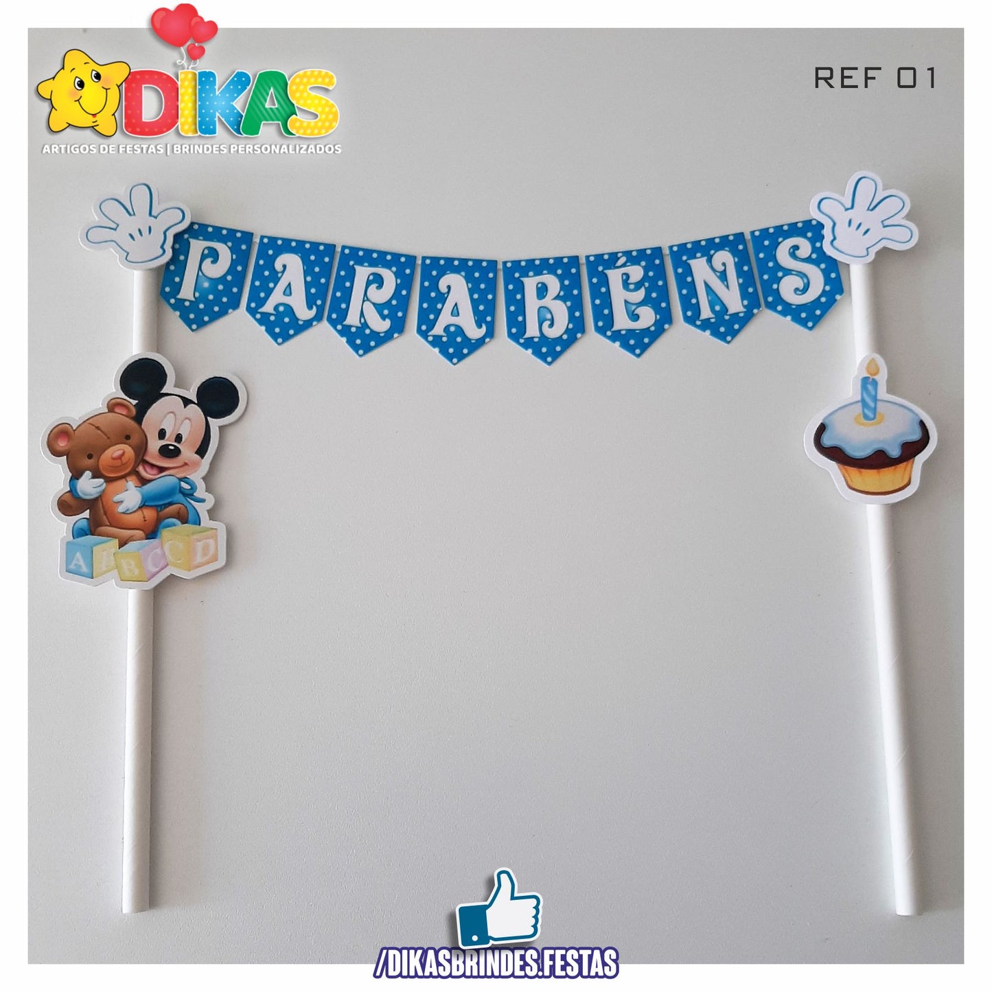 BANDEIRINHA DECORATIVA PARA BOLO - MICKEY BABY