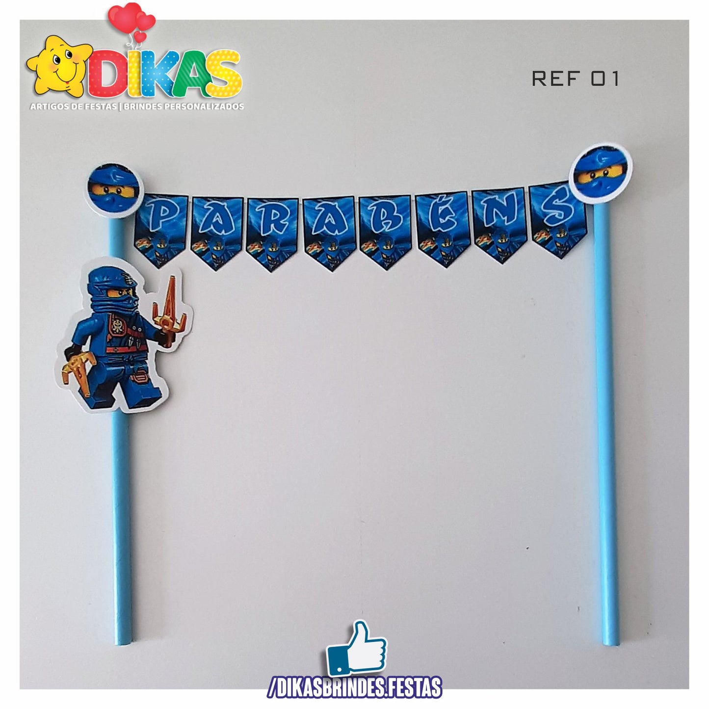 BANDEIRINHA DECORATIVA PARA BOLO - NINJAGO