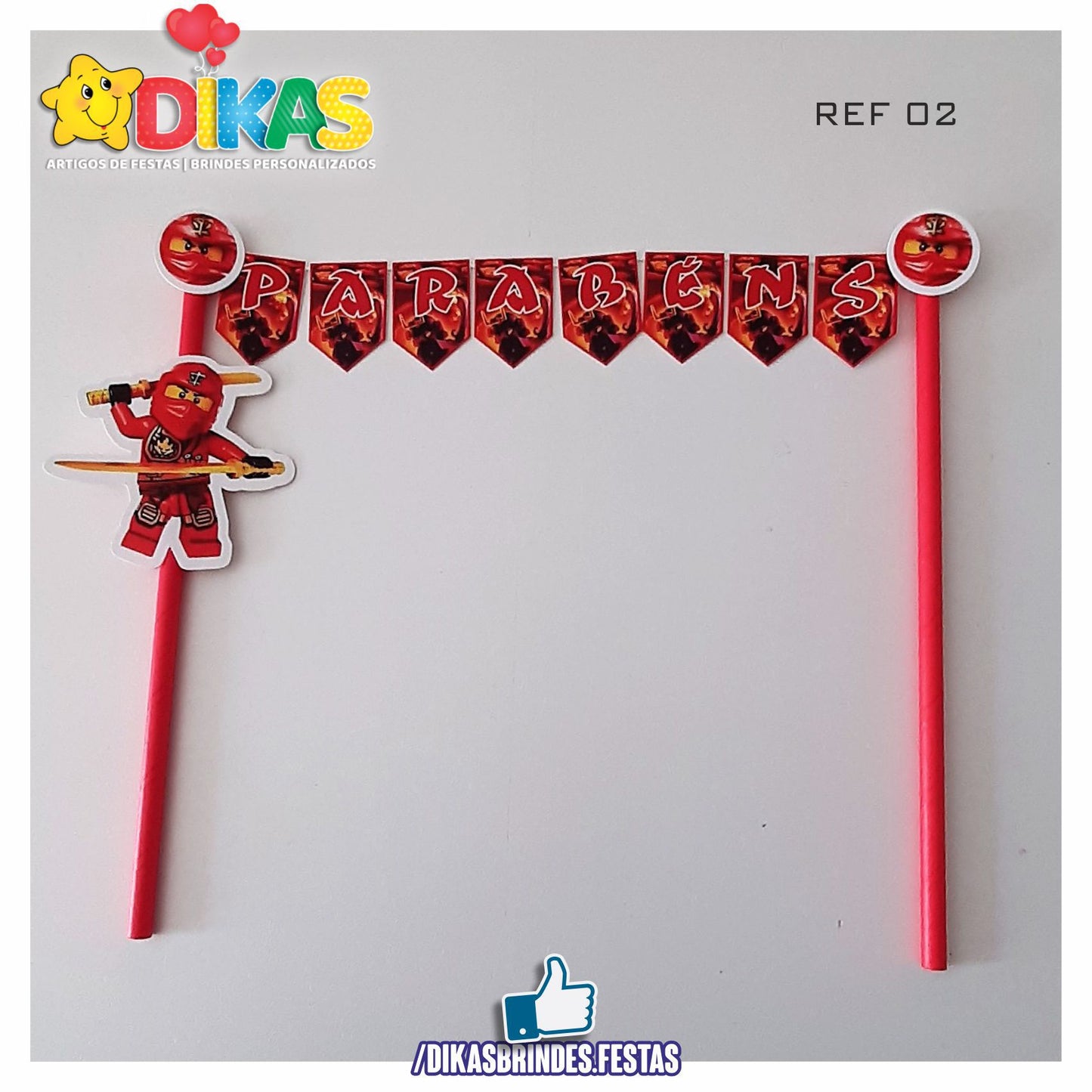 BANDEIRINHA DECORATIVA PARA BOLO - NINJAGO