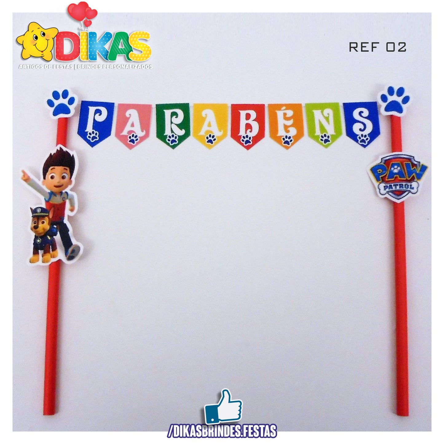 BANDEIRINHA DECORATIVA PARA BOLO - PATRULHA PATA