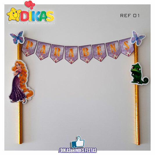 BANDEIRINHA DECORATIVA PARA BOLO - RAPUNZEL