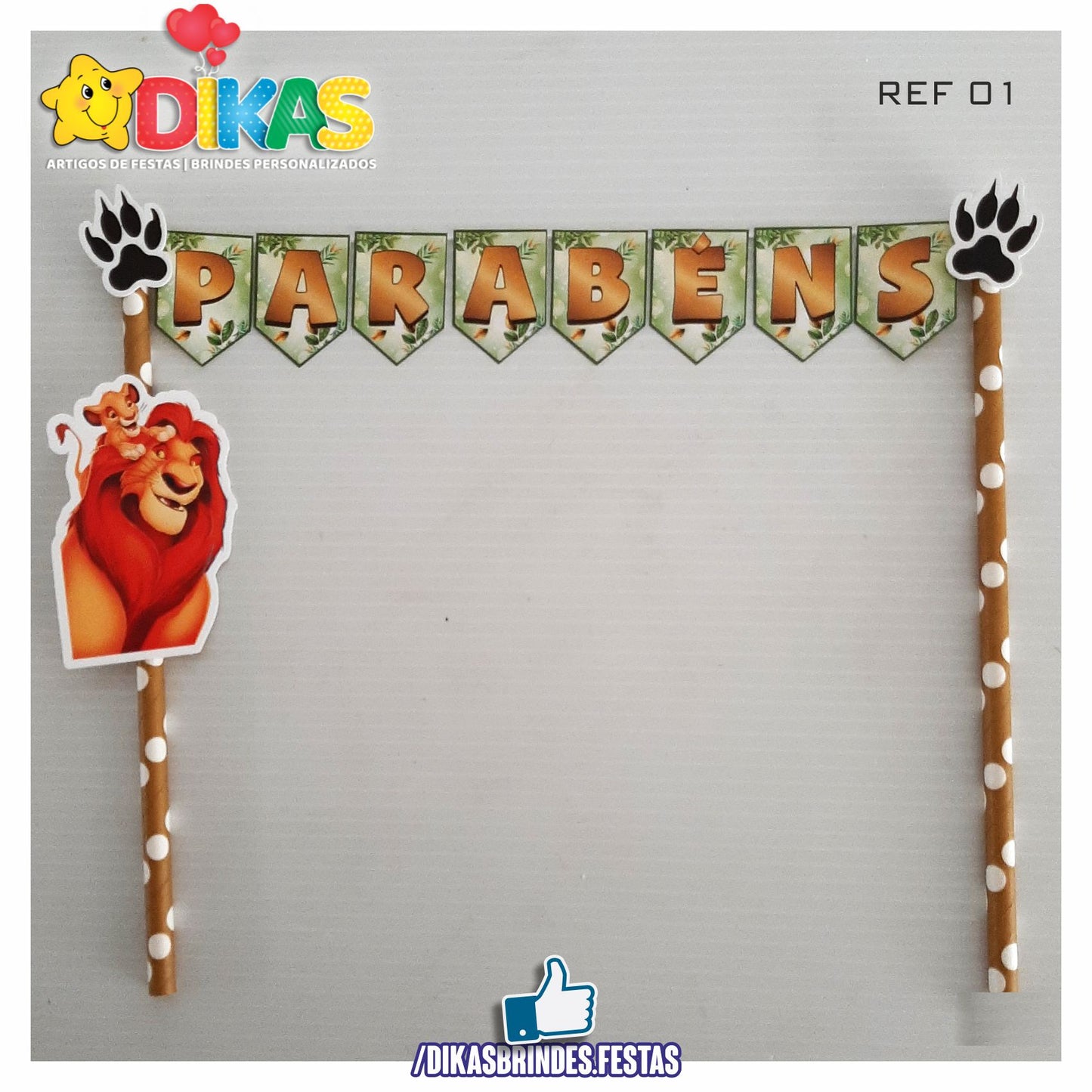 BANDEIRINHA DECORATIVA PARA BOLO - REI LEÃO