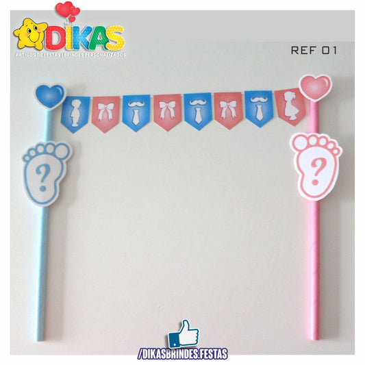 BANDEIRINHA DECORATIVA PARA BOLO - CHÁ REVELAÇÃO