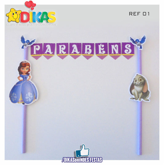 BANDEIRINHA DECORATIVA PARA BOLO - PRINCESA SOFIA