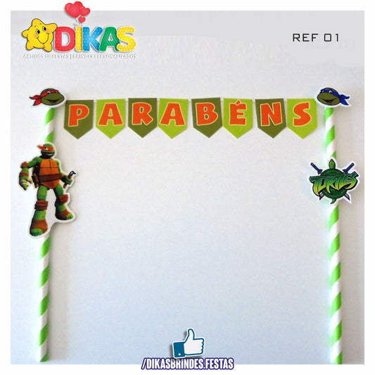 BANDEIRINHA DECORATIVA PARA BOLO - TARTARUGAS NINJA