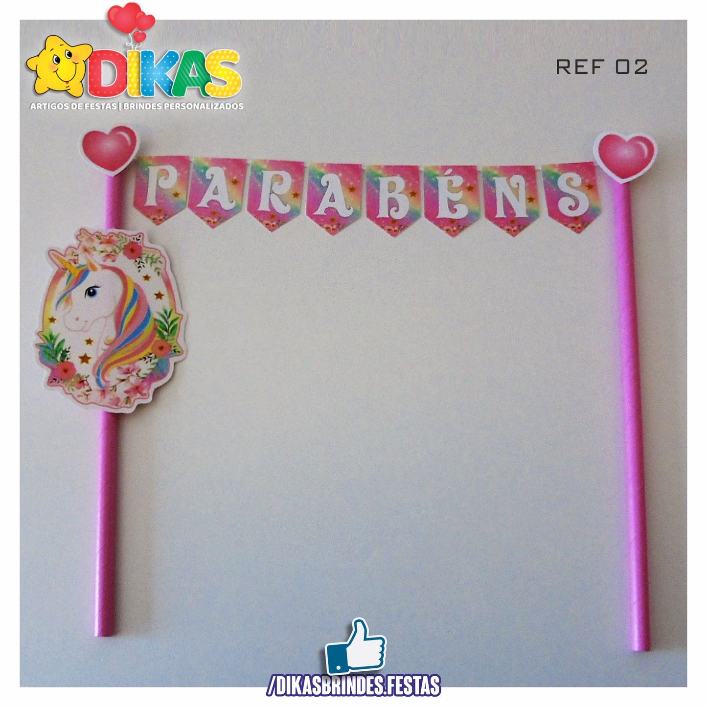 BANDEIRINHA DECORATIVA PARA BOLO - UNICÓRNIO