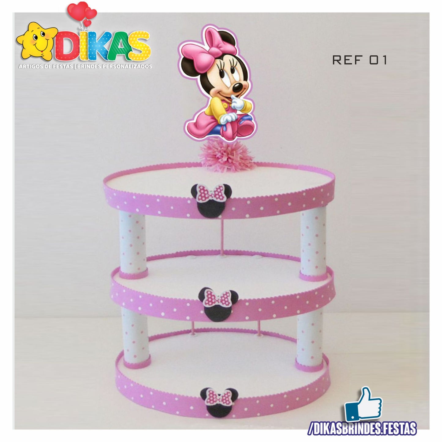 SUPORTE ARTESANAL C/ 3 BANDEJAS - MINNIE BABY