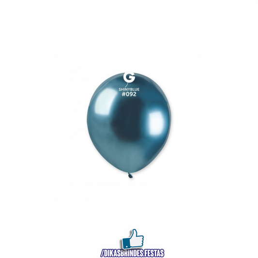 BALÃO LÁTEX CROMADO AZUL 5" - SACO COM 100