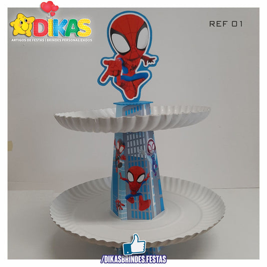 SUPORTE ARTESANAL C/ 2 PRATOS - SPIDEY