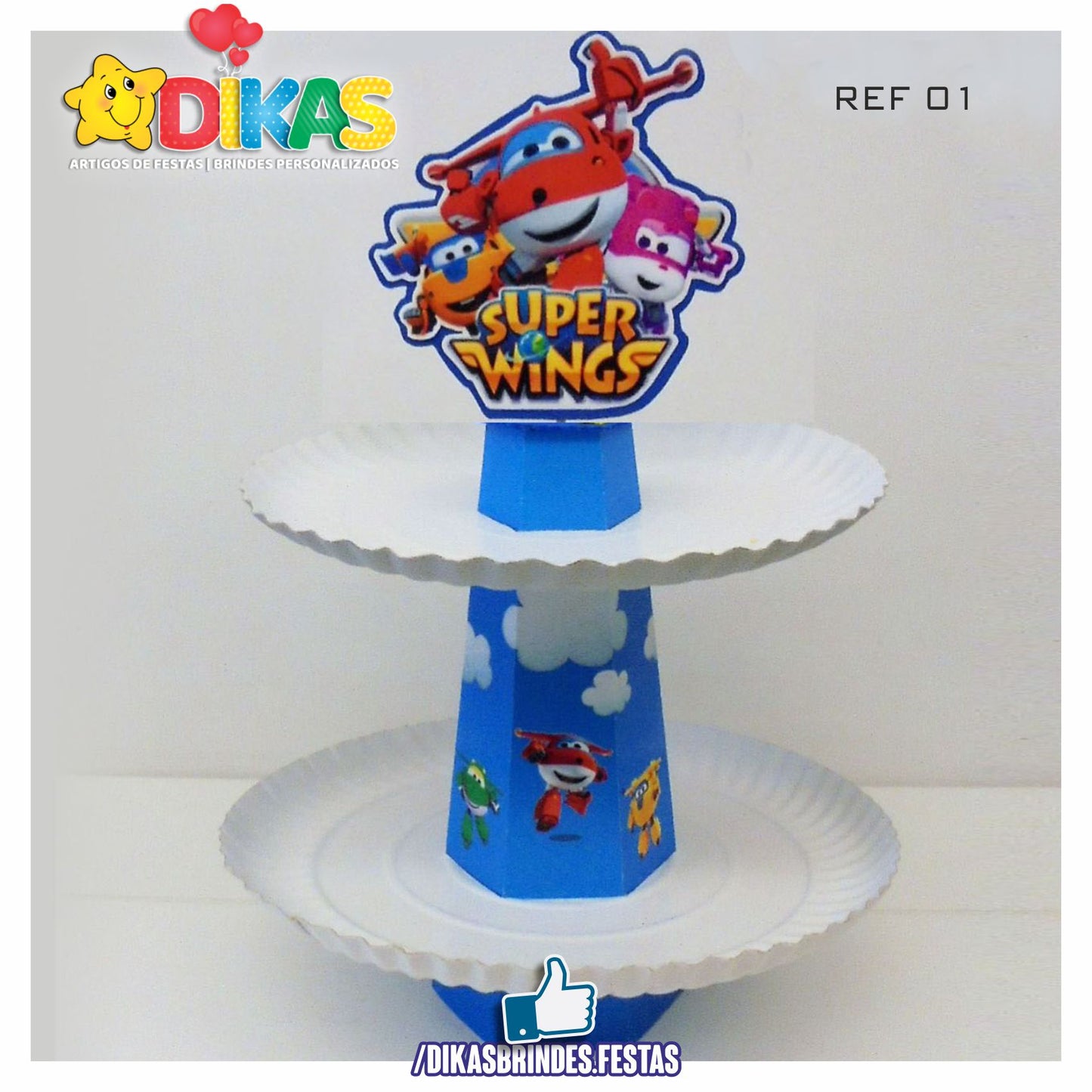 SUPORTE ARTESANAL C/ 2 PRATOS - SUPER WINGS