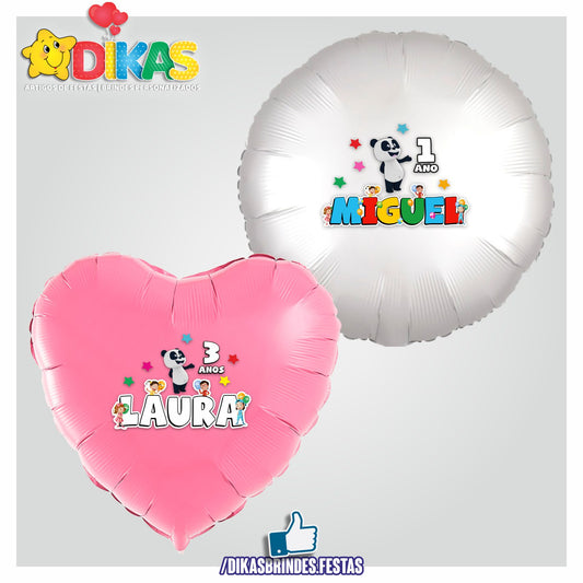 BALÃO FOIL PERSONALIZADO - PANDA E OS CARICAS