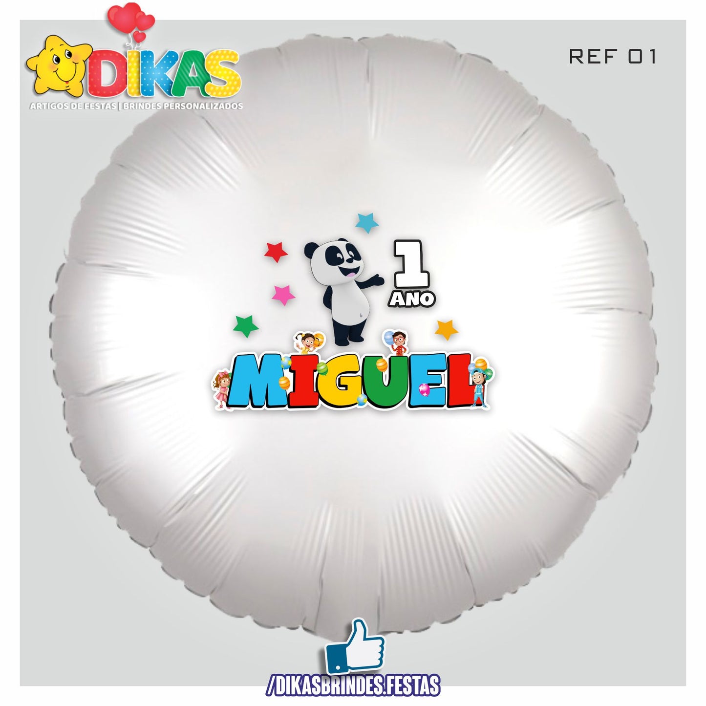 BALÃO FOIL PERSONALIZADO - PANDA E OS CARICAS