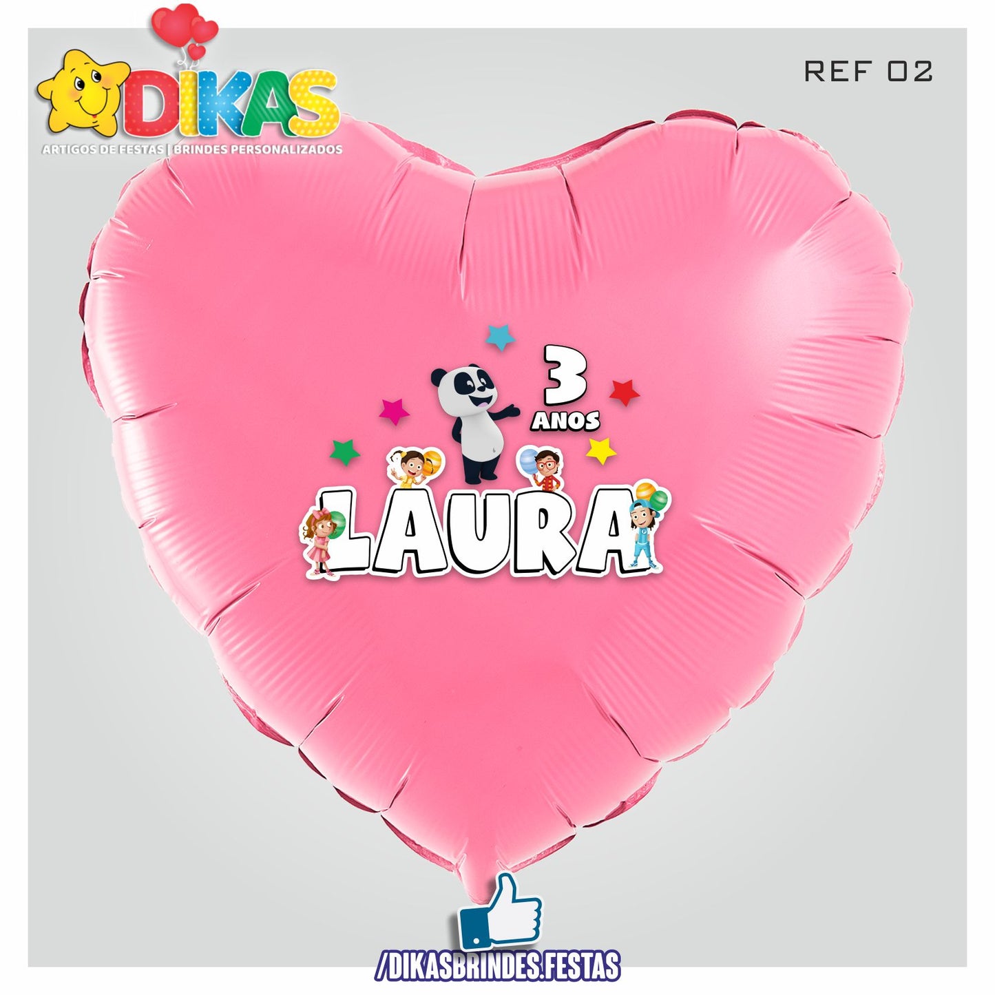 BALÃO FOIL PERSONALIZADO - PANDA E OS CARICAS