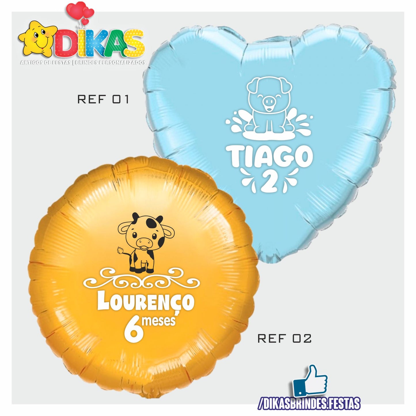 BALÃO FOIL PERSONALIZADO - ANIMAIS DA QUINTA