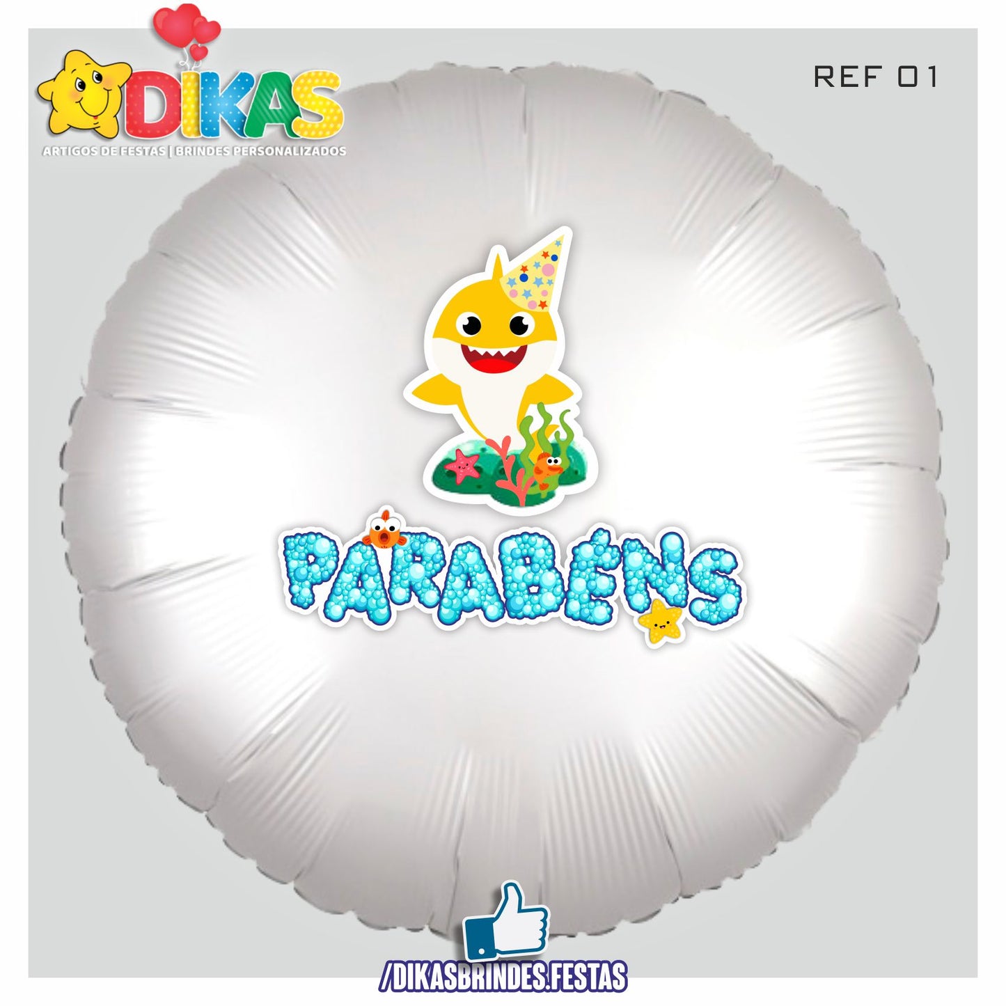 BALÃO FOIL TEMA/PARABÉNS - BABY SHARK