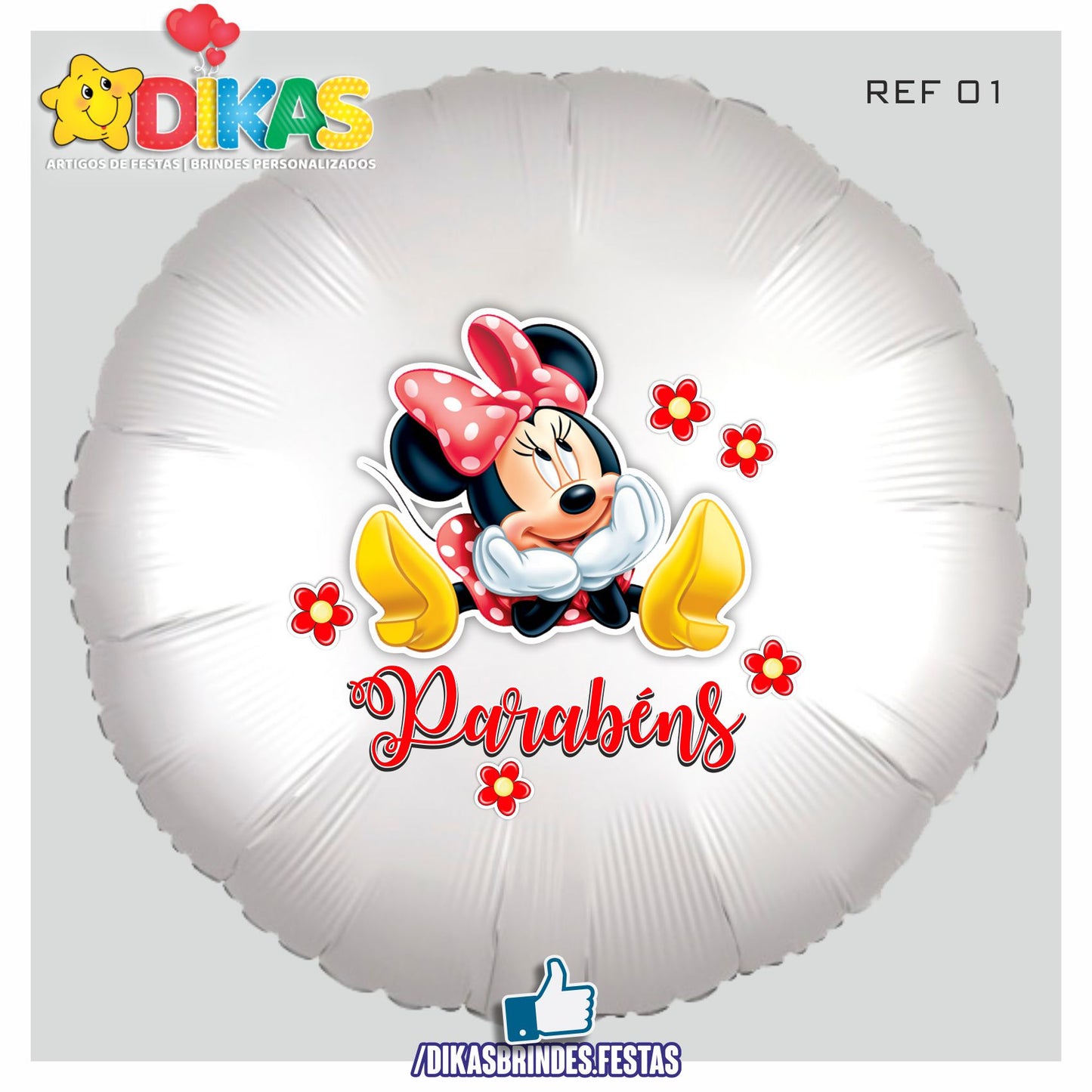 BALÃO FOIL TEMA/PARABÉNS - MINNIE VERMELHA