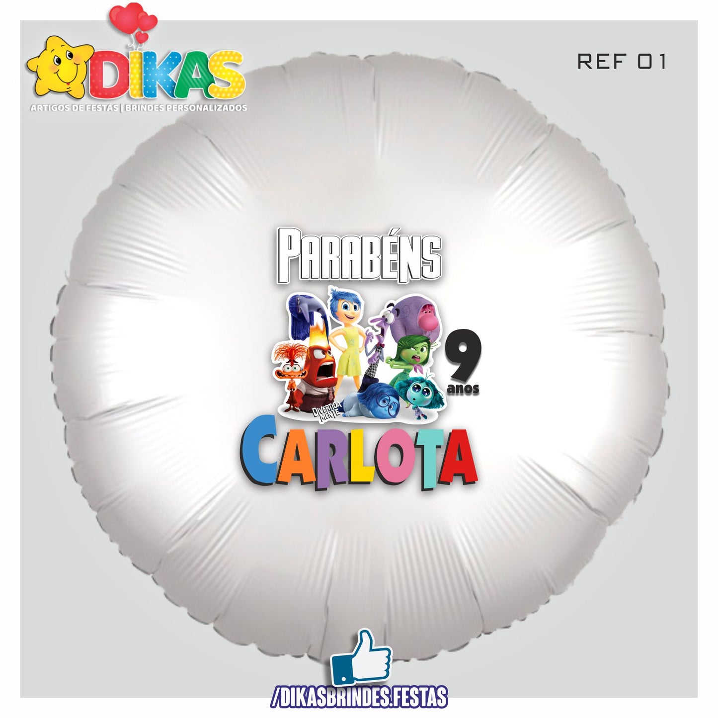 BALÃO FOIL PERSONALIZADO - DIVERTIDAMENTE