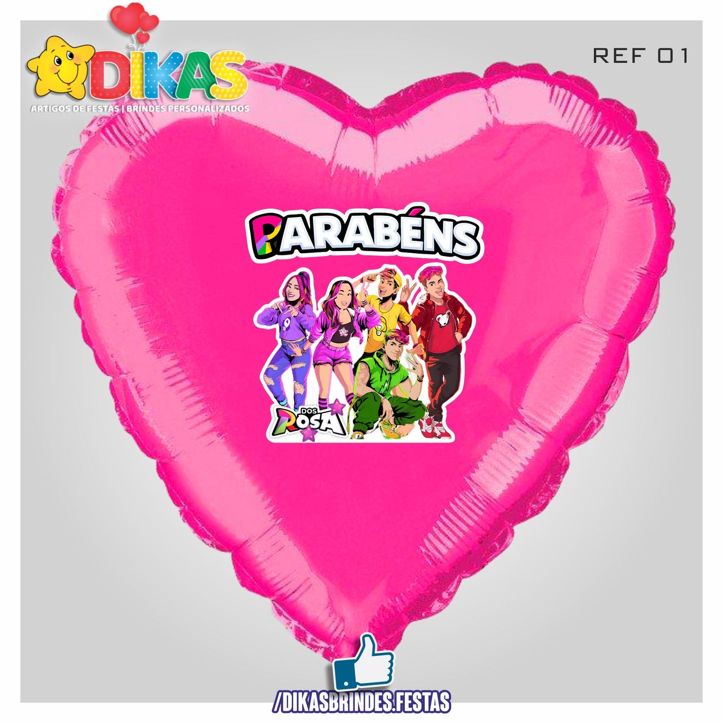 BALÃO FOIL TEMA/PARABÉNS - GRUPO DOS ROSA