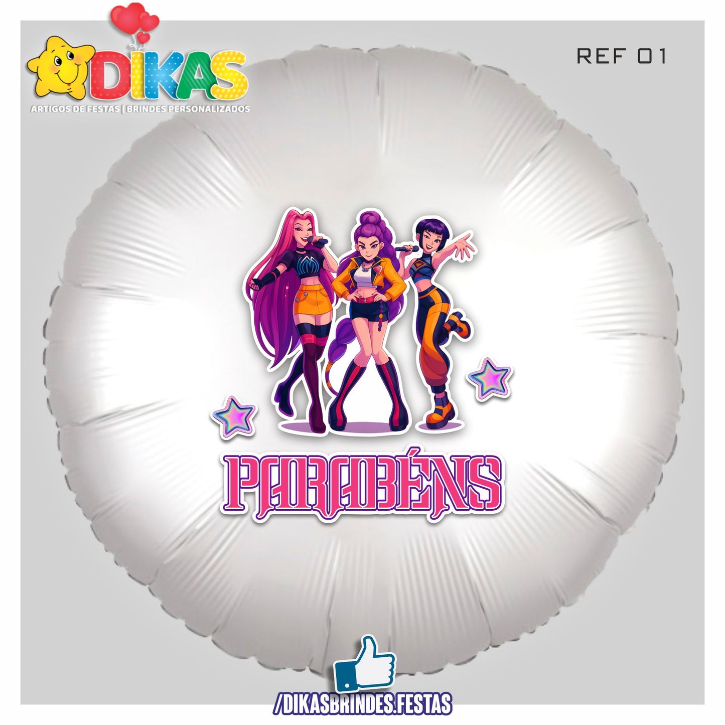 BALÃO FOIL TEMA/PARABÉNS - Guerreiras do K-POP