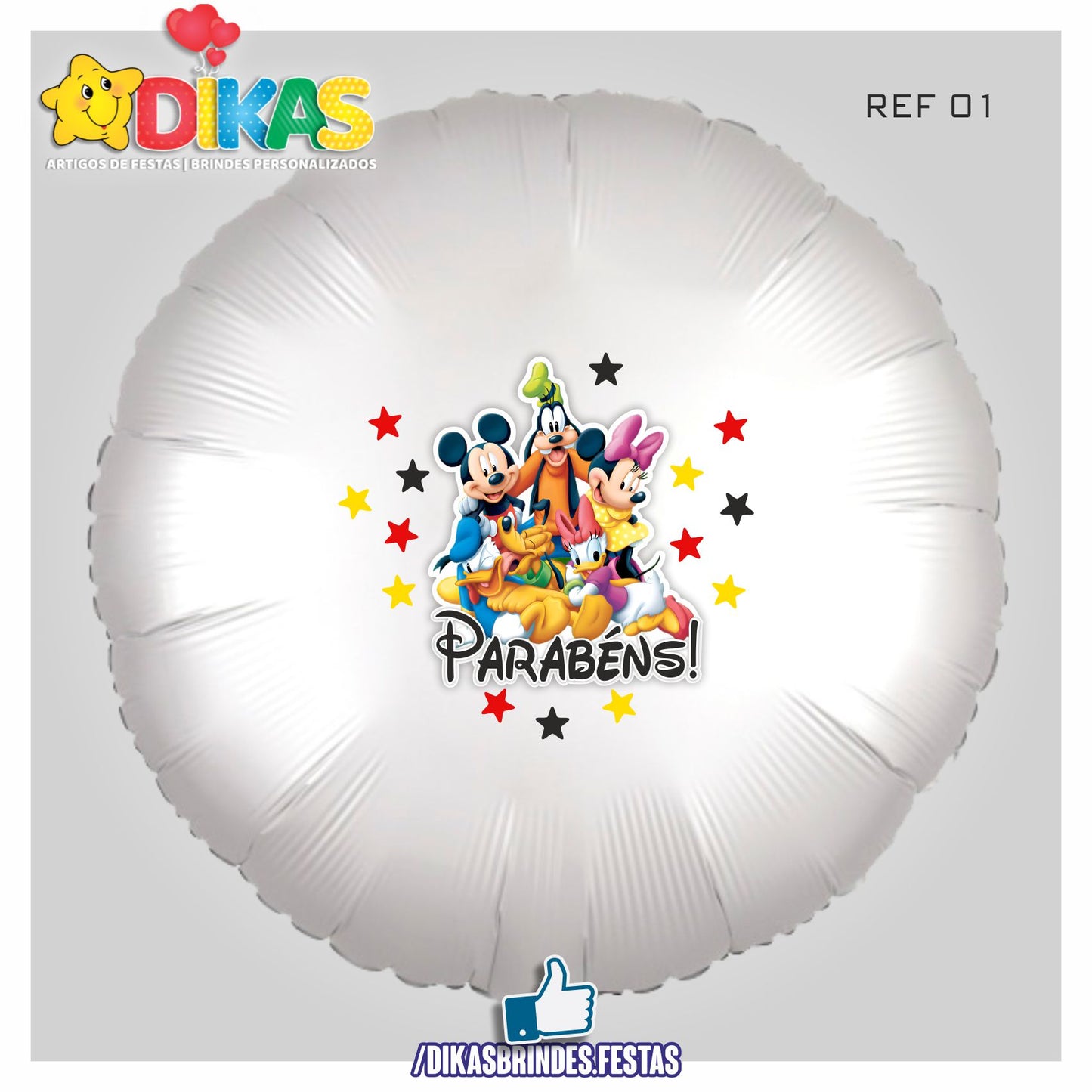 BALÃO FOIL TEMA/PARABÉNS - MICKEY E OS AMIGOS