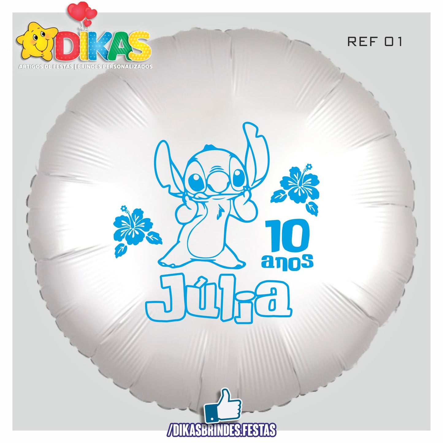 BALÃO FOIL PERSONALIZADO - STITCH