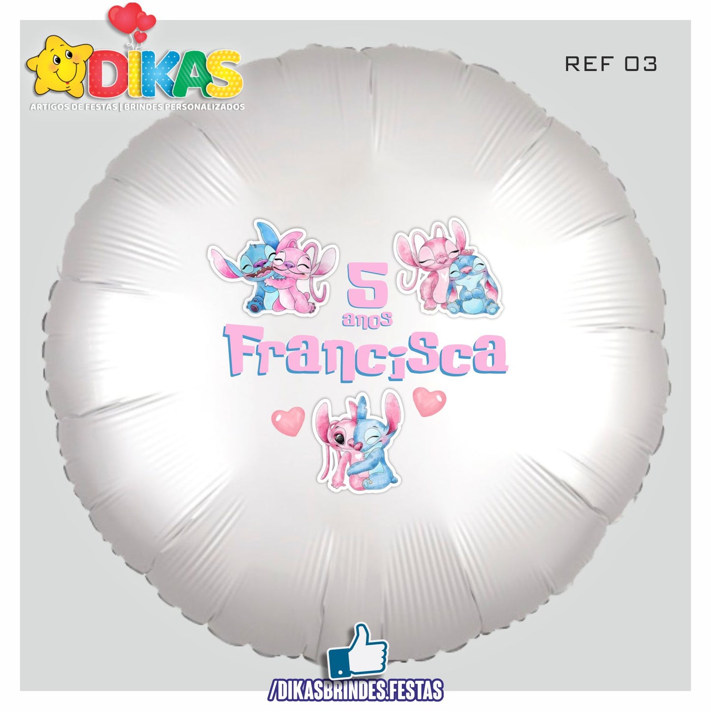 BALÃO FOIL PERSONALIZADO - STITCH