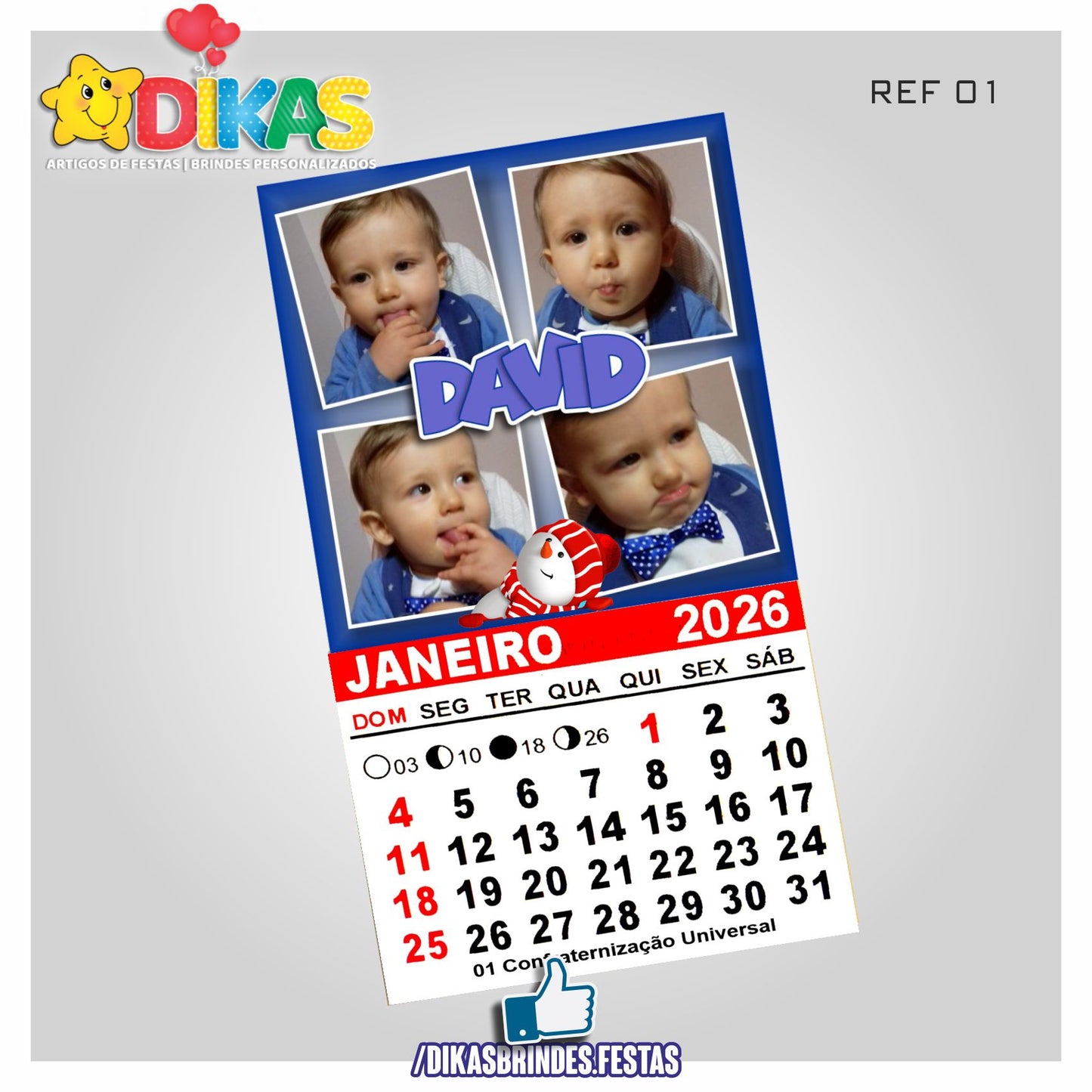 ÍMAN ARTESANAL PERSONALIZADO COM CALENDÁRIO -BEBÉ