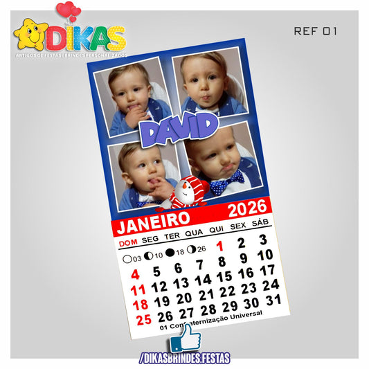 ÍMAN ARTESANAL PERSONALIZADO COM CALENDÁRIO -BEBÉ