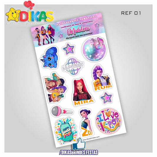 CARTELA PERSONALIZADA COM AUTOCOLANTES - GUERREIRAS DO K-POP