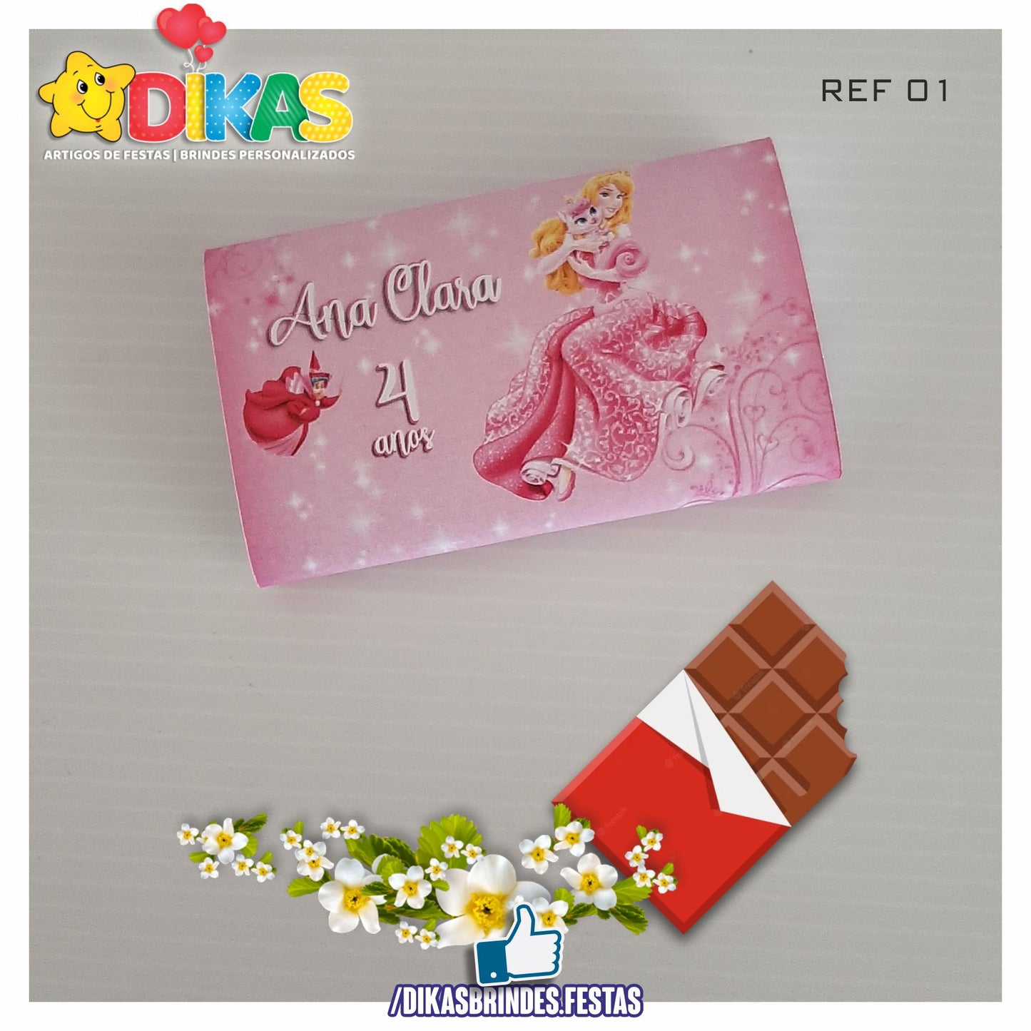 TABLET CHOCOLATE 20G PERSONALIZADO - PRINCESA AURORA