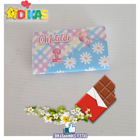 TABLET CHOCOLATE 20G PERSONALIZADO - BORBOLETA / JARDIM ENCANTADO