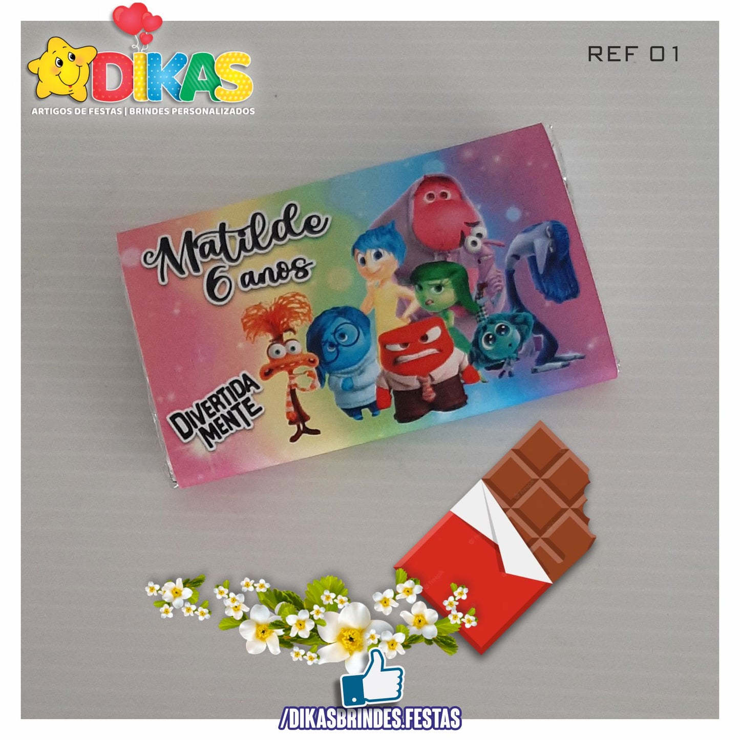 TABLET CHOCOLATE 20G PERSONALIZADO - DIVERTIDAMENTE