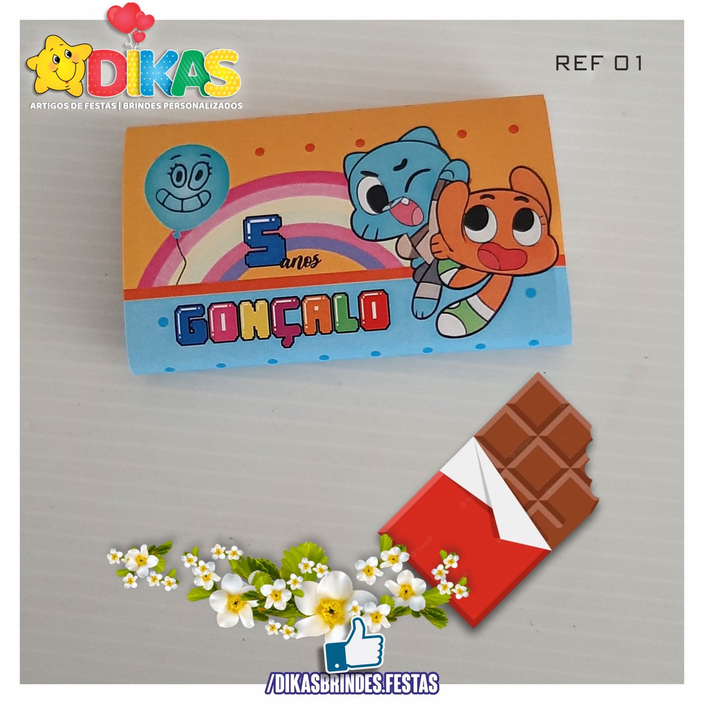 TABLET CHOCOLATE 20G PERSONALIZADO - GUMBALL