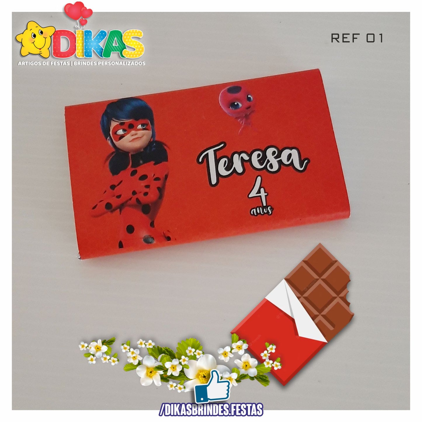 TABLET CHOCOLATE 20G PERSONALIZADO - LADYBUG