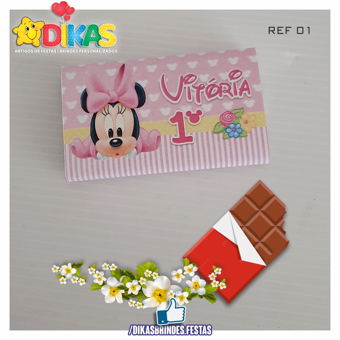 TABLET CHOCOLATE 20G PERSONALIZADO - MINNIE BABY