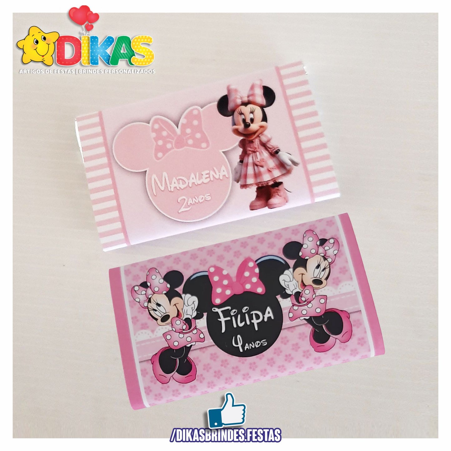TABLET CHOCOLATE 20G PERSONALIZADO - MINNIE ROSA