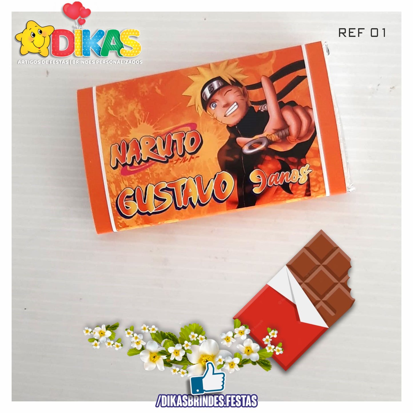 TABLET CHOCOLATE 20G PERSONALIZADO - NARUTO