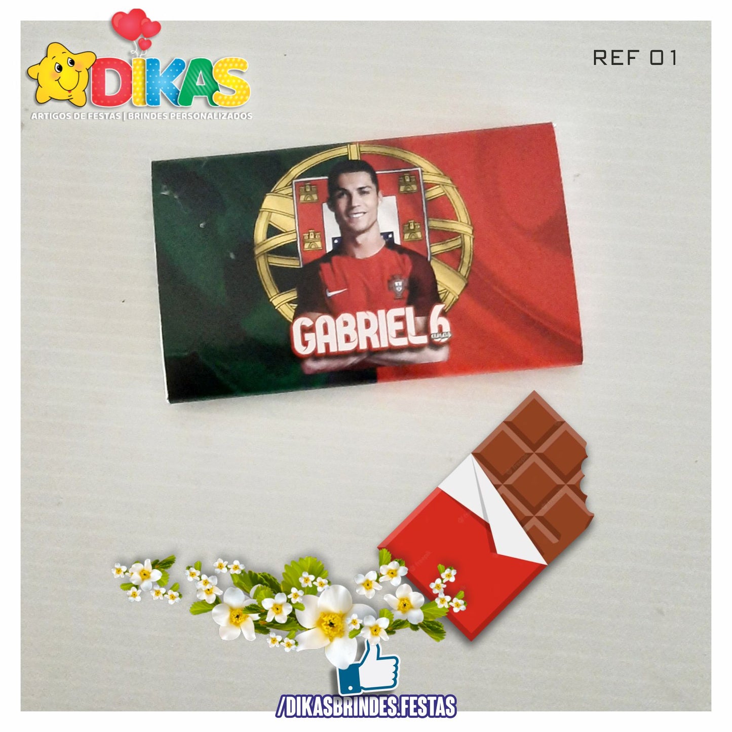 TABLET CHOCOLATE 20G PERSONALIZADO - FUTEBOL PORTUGAL