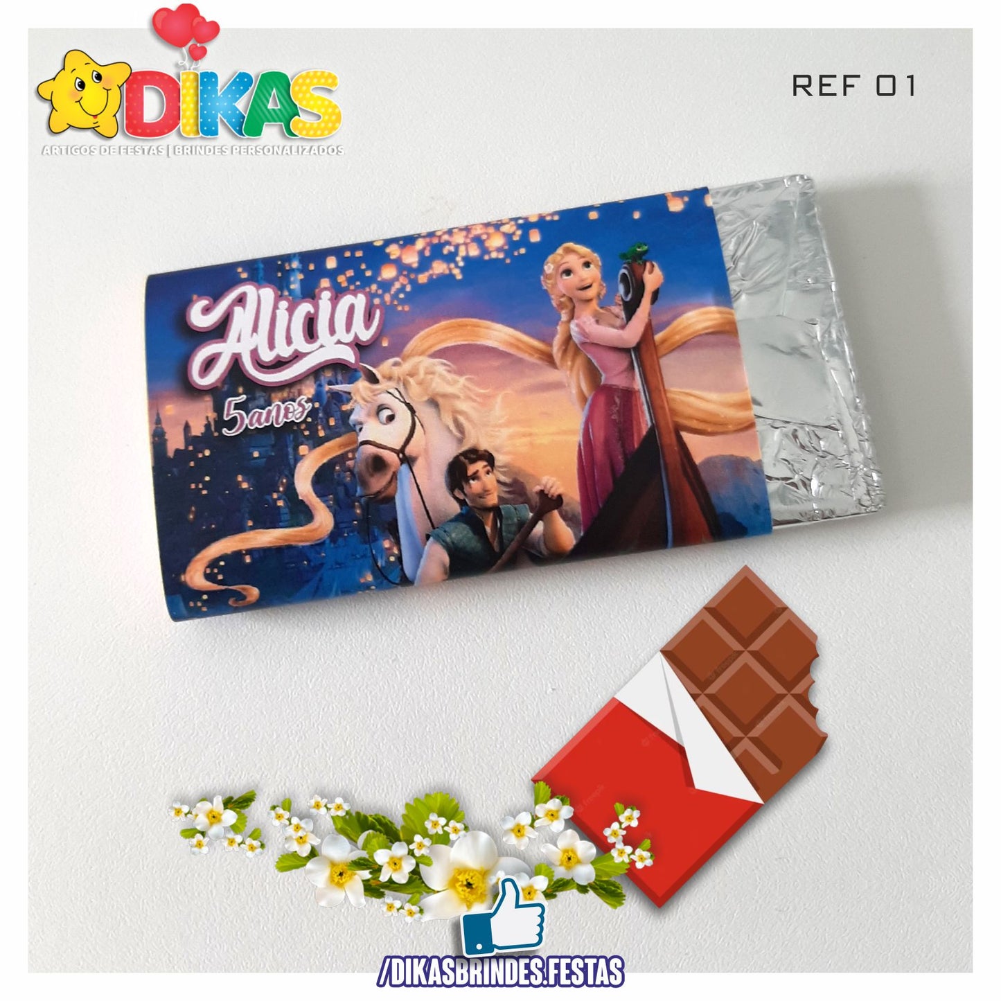 TABLET CHOCOLATE 20G PERSONALIZADO - RAPUNZEL