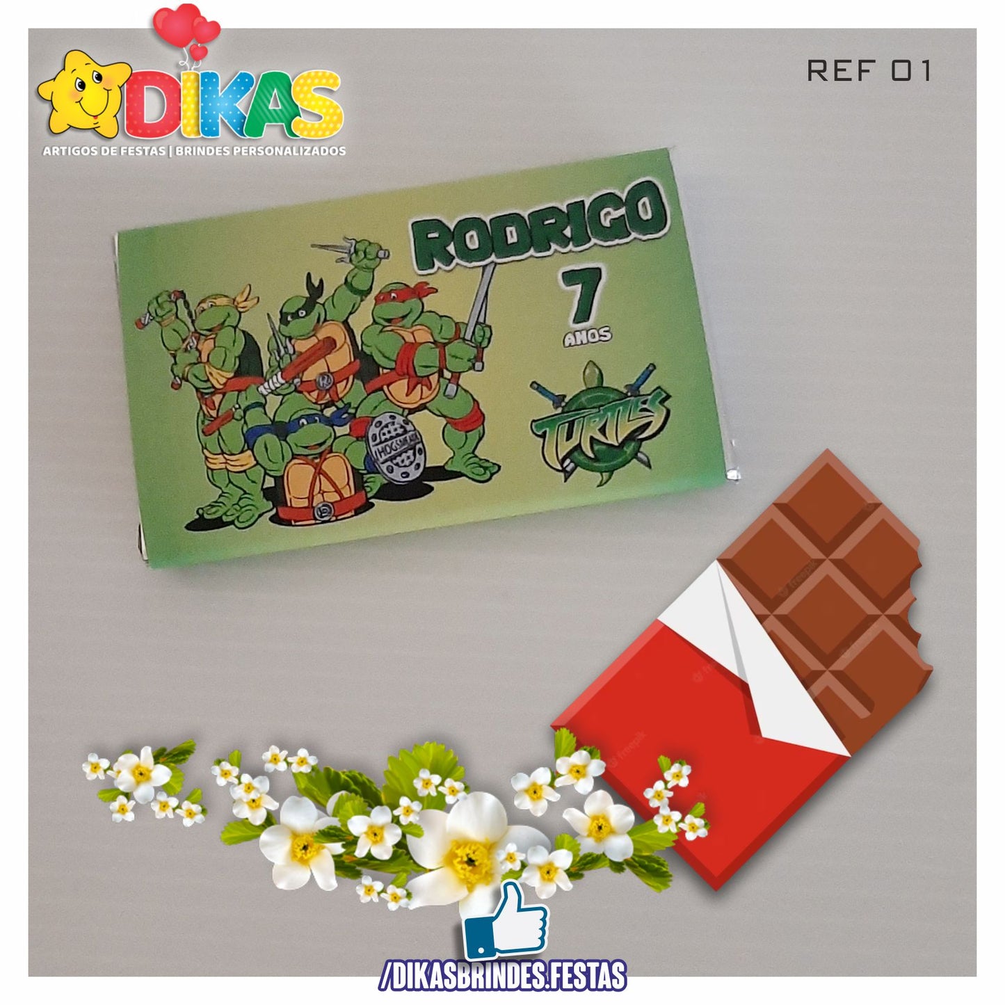 TABLET CHOCOLATE 20G PERSONALIZADO - TARTARUGAS NINJA