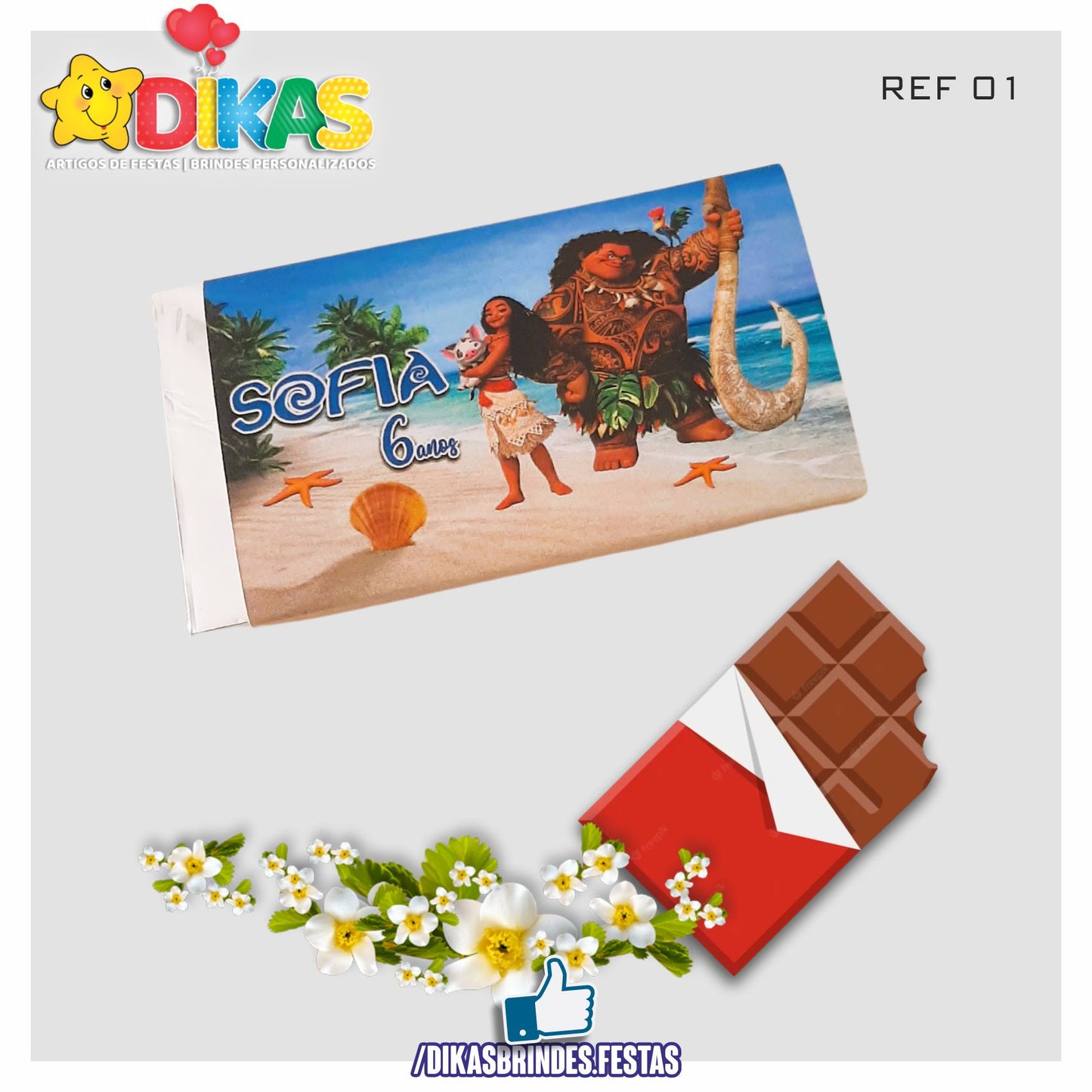 TABLET CHOCOLATE 20G PERSONALIZADO - VAIANA